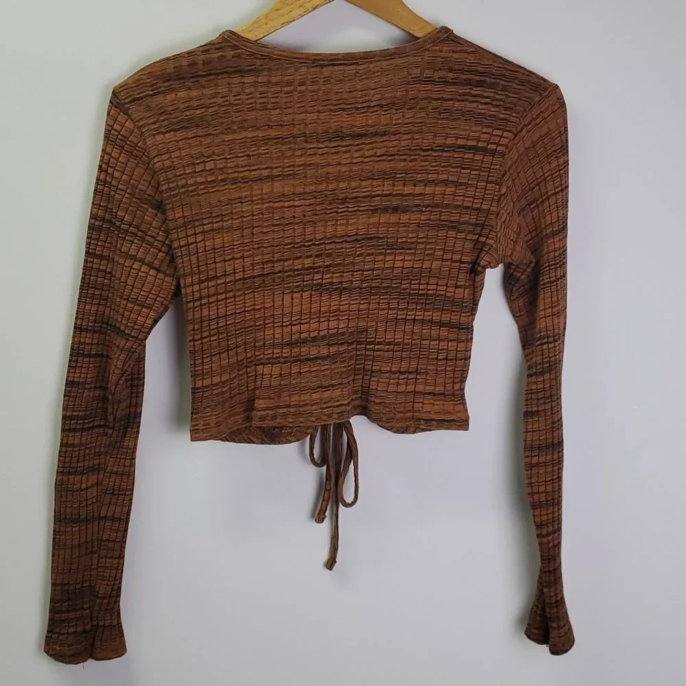 Zara Cutout Cropped Long Sleeve Top Size Large